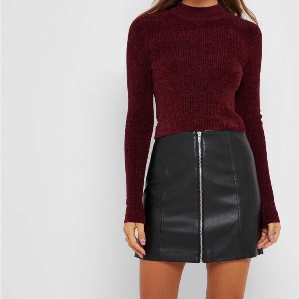 Forever 21 | Black Vegan Leather Full-Zip Pencil Skirt